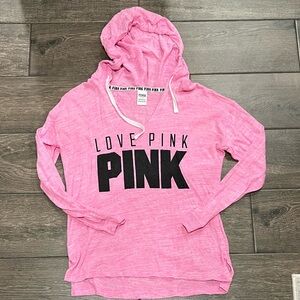 VINTAGE Victoria's Secret Pink Bright Pink V-Neck Hoodie